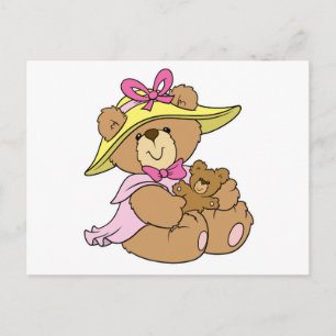 Carte Postale Bonnet de printemps mignon Ours en peluche