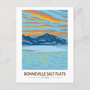 Carte Postale Bonneville Salt Flats Utah Travel Art Vintage