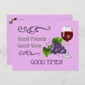 Carte Postale Bons amis, bon vin (Devant / Derrière)