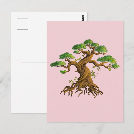 Carte Postale Bonzaï géant en dessin couleurs (Devant / Derrière)