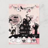 Carte postale "Boo" de voeux pour Halloween rose e (Devant)