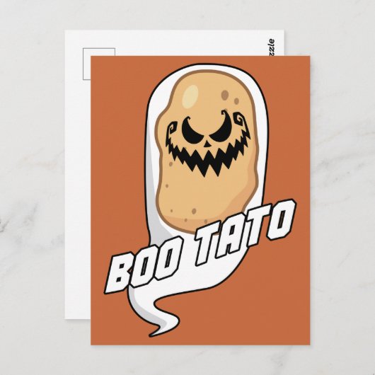 Carte Postale Boo-Tato Éffrayant de la pomme de terre Halloween (Devant / Derrière)
