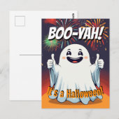Carte Postale Boo-yah C'est un joyeux fantôme d'Halloween (Devant / Derrière)