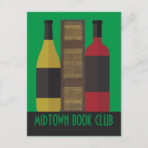 Carte Postale Book Club Custom avec livre et vin