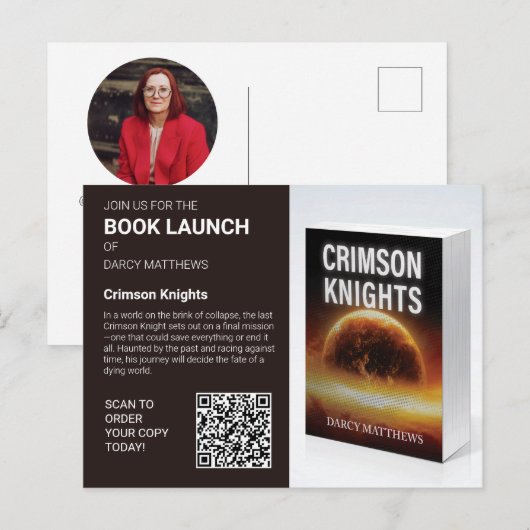 Carte Postale Book Launch Author Promo Photo QR Code (Devant / Derrière)