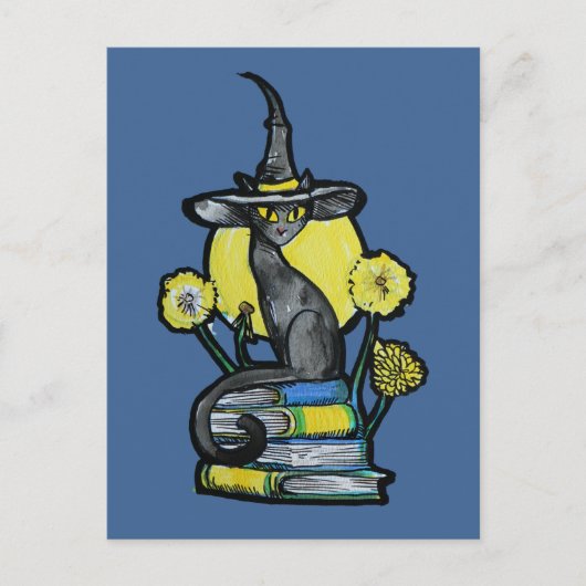 Carte Postale Bookish Cat Witch (Devant)