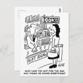 Carte Postale Bookshop Customer asks Shopkeeper a Question (Devant / Derrière)