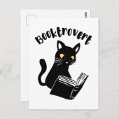 Carte Postale Booktrovert chat avec livre (Devant / Derrière)