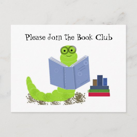 Carte Postale Bookworm - Book Club Invitation (Devant)