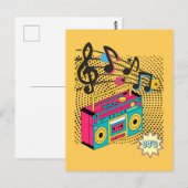 Carte Postale Boombox audio rétro. (Devant / Derrière)