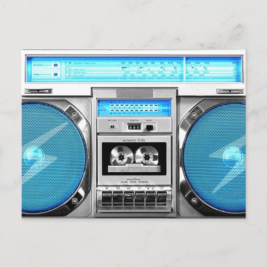 Carte Postale Boombox bleu (Devant)