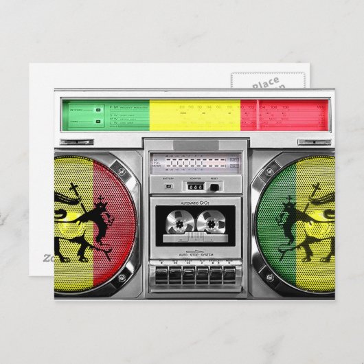 Carte Postale boombox reggae (Devant / Derrière)