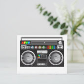 Carte Postale boombox rétro graveur graphique (Debout devant)