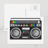 Carte Postale boombox rétro graveur graphique (Devant / Derrière)