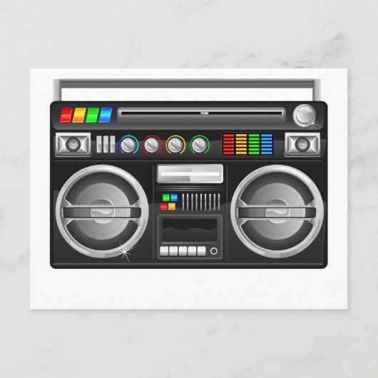 Carte Postale boombox rétro graveur graphique (Devant)