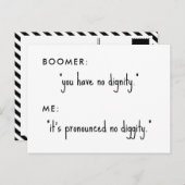 Carte Postale boomer no diggity blague (Devant / Derrière)