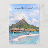 Carte Postale Bora Bora Île de Tahiti Aquarelle Évasion Tropical (Devant)