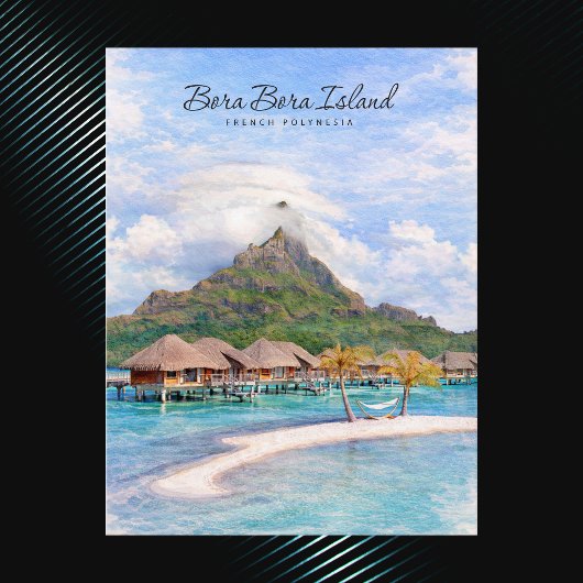 Carte Postale Bora Bora Île de Tahiti Aquarelle Évasion Tropical