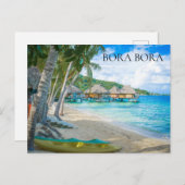 Carte Postale Bora Bora Plage Bungalows sur l'eau Photo (Devant / Derrière)