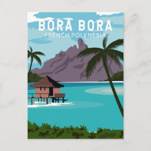Carte Postale Bora Bora Polynésie Française Voyage Art Vintage