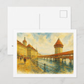 Carte Postale Bord de rivière à Lucerne, (Devant / Derrière)