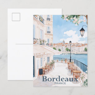 Carte Postale Bordeaux France Aquarelle Peinture Voyage