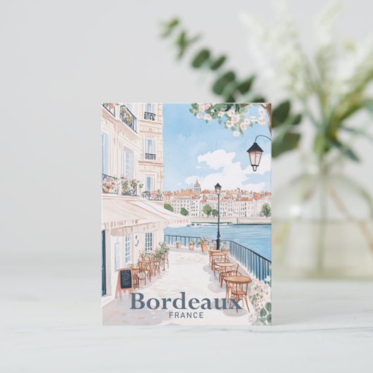 Carte Postale Bordeaux France Aquarelle Peinture Voyage (Debout devant)