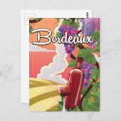 Carte Postale Bordeaux France Vin vintage affiche (Devant / Derrière)