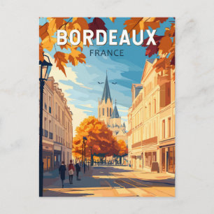 Carte Postale Bordeaux France Vineyard Travel Art Vintage