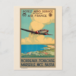 Carte Postale Bordeaux Toulouse Marseille Poster vintage 1935