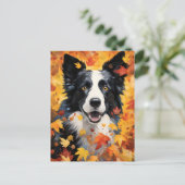 Carte Postale Border Collie Automne Action de grâce  (Debout devant)