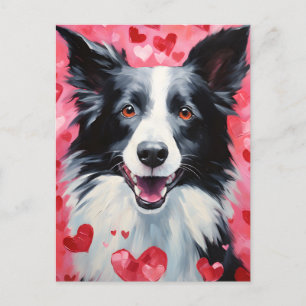 Carte Postale Border Collie Saint-Valentin