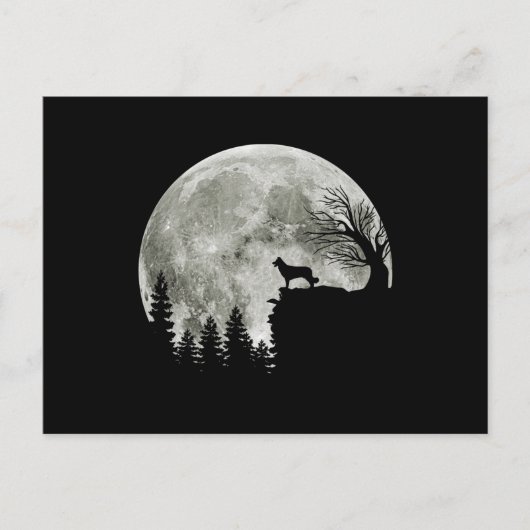 Carte Postale Border Collie silhouette On Mountain Halloween Dog (Devant)