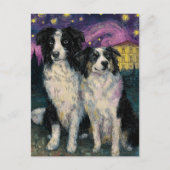 Carte Postale Border Collies de Van Gogh la nuit (Devant)