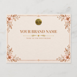 Carte Postale Bordereau d'emballage floral or rose élégant