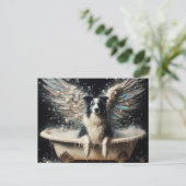 Carte Postale Bordure Collie Angel dans le bain de bulle (Debout devant)