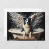 Carte Postale Bordure Collie Angel dans le bain de bulle (Devant / Derrière)