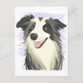 Carte Postale Bordure Collie | Belle aquarelle de chien pour ani (Devant)
