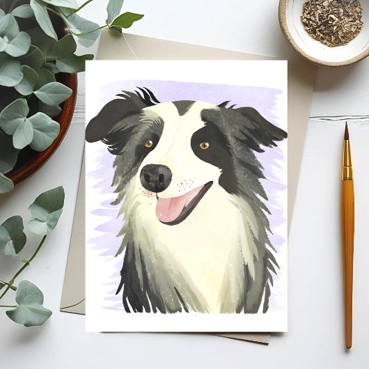 Carte Postale Bordure Collie | Belle aquarelle de chien pour ani