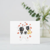Carte Postale Bordure Collie Et Coeurs (Debout devant)