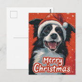 Carte Postale Bordure Collie Joyeux Noël (Devant / Derrière)