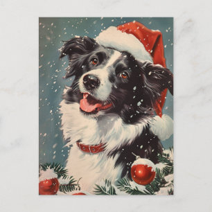 Carte Postale Bordure Collie Noël
