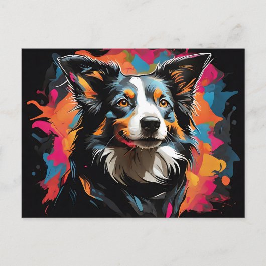Carte Postale Bordure Collie Pet Vibrant (Devant)