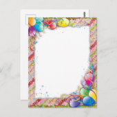 Carte Postale Bordure de ballon d'anniversaire mignonne (Devant / Derrière)