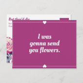 Carte Postale Bordure de cœur magenta drôle (Devant / Derrière)