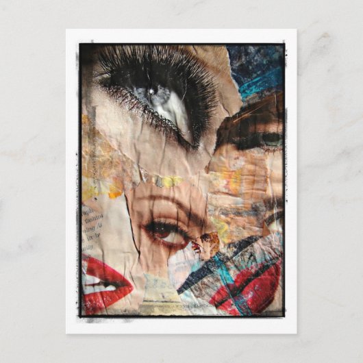 Carte Postale Bordure de collage des yeux et des lèvres (Devant)