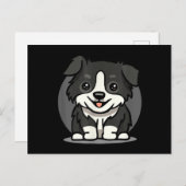 Carte Postale Bordure de Cute Kawaii Collie Chibi (Devant / Derrière)