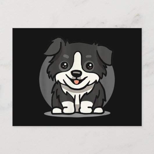 Carte Postale Bordure de Cute Kawaii Collie Chibi (Devant)