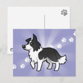 Carte Postale Bordure de dessin Collie (Devant / Derrière)