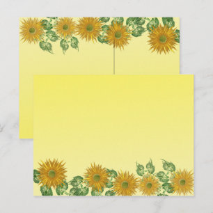 Carte Postale Bordure de feuille de fleur jaune fractale colorée
